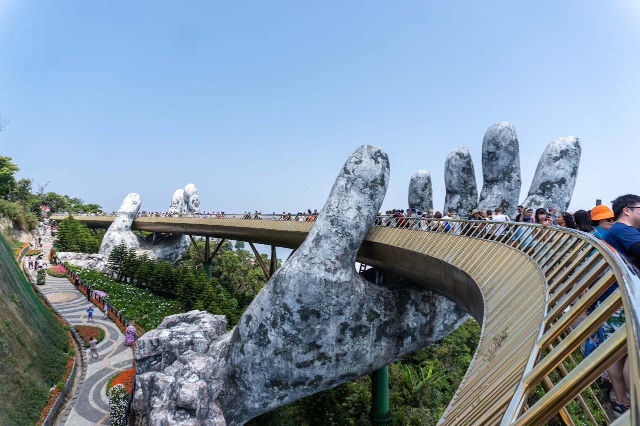 Golden hands bridge Da Nang Vietnam