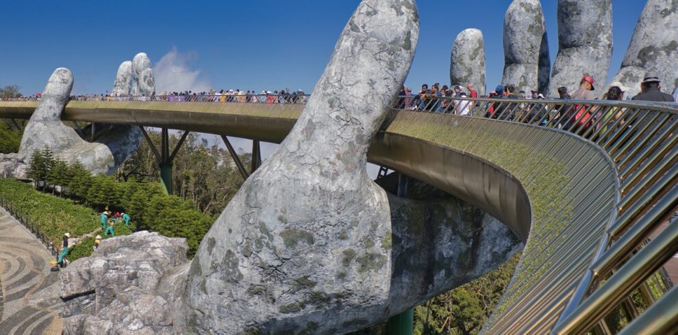Golden hands Bridge in Da Nang Vietnam