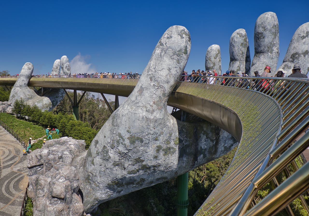 Golden hands Bridge in Da Nang Vietnam